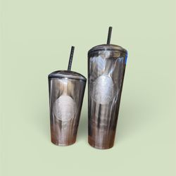 Starbucks Black Marbled Look With Dome Lid