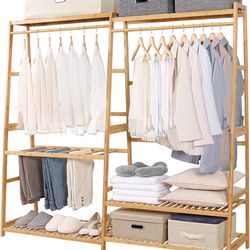 Bamboo Clothes Rack — Like New — $30