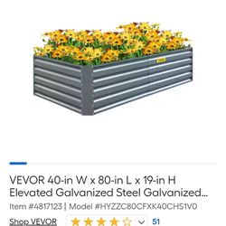 Vevor 40x80x19 Elevated Galvanized Garden Planter