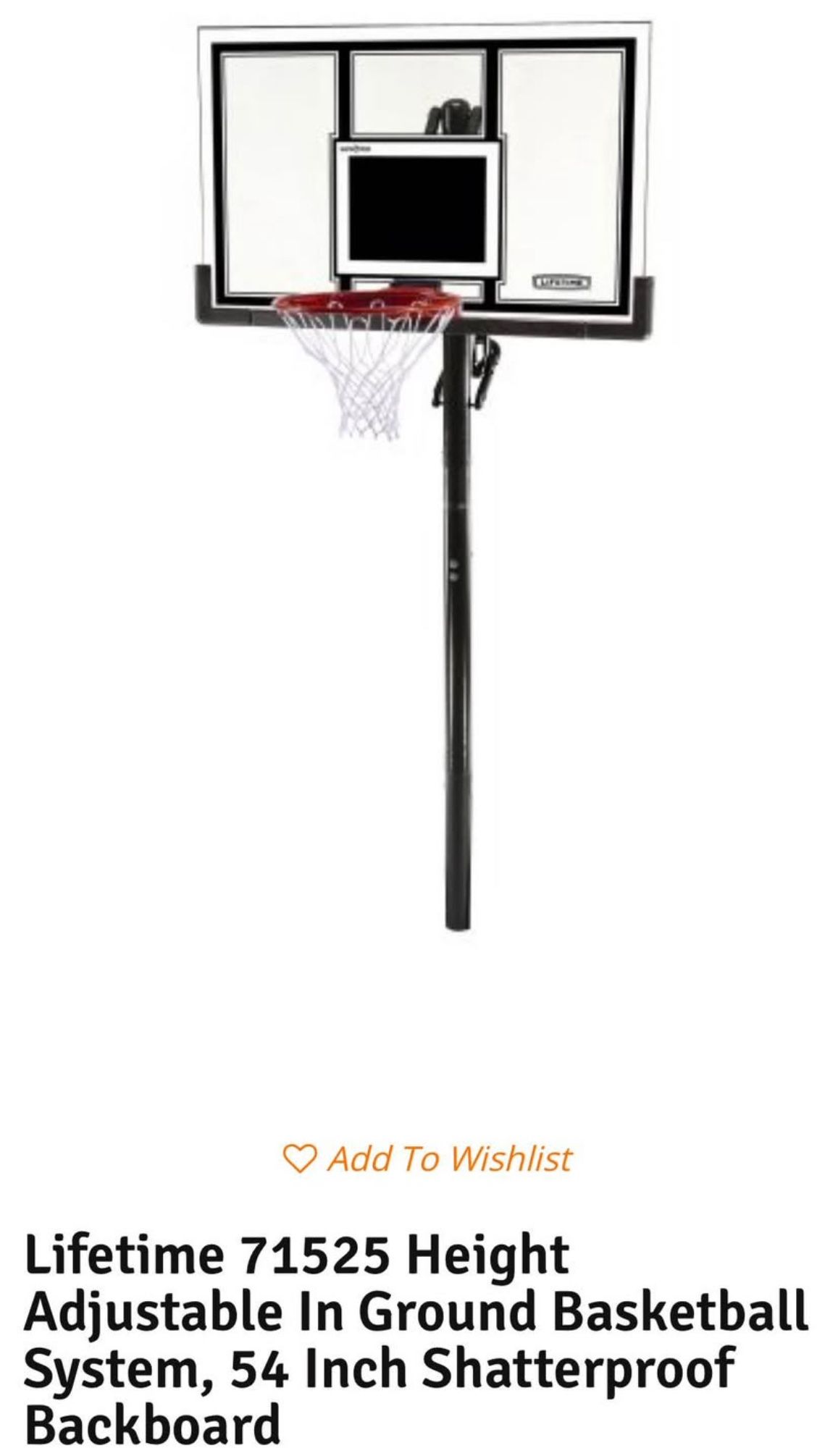 Basketball In Ground System 54” Backboard