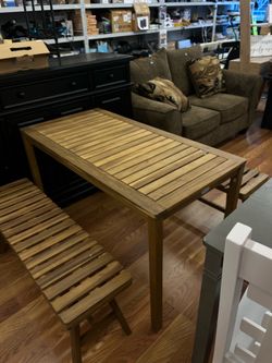 3 Pieces Acacia Wood Patio Dining Set