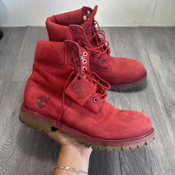 Timberland TB0A1149 6 inch Classic Boot  Men, Size 8 M- Red Nubuck