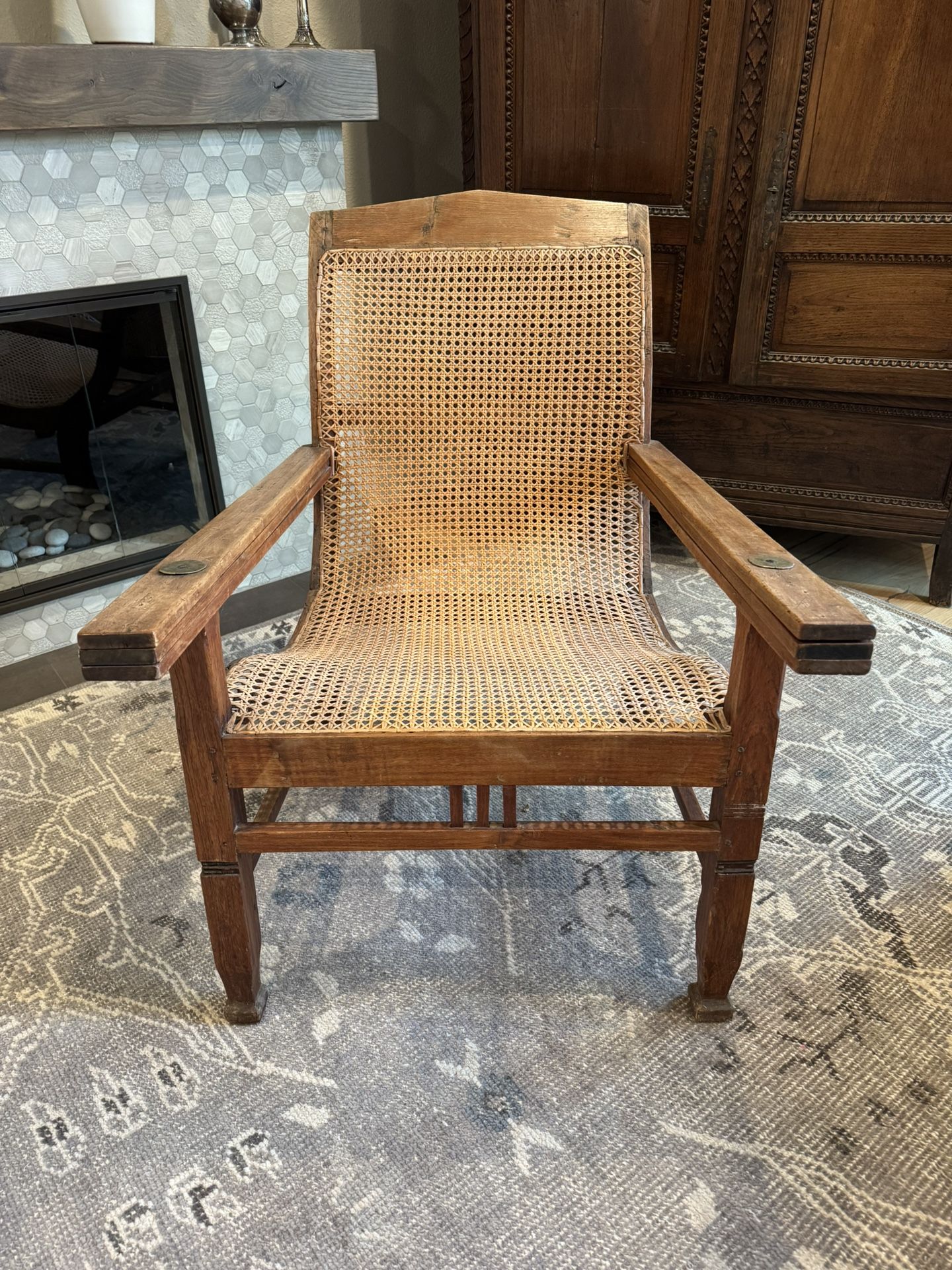 Teak & Wicker Armchair