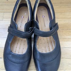 Black Leather Clarks