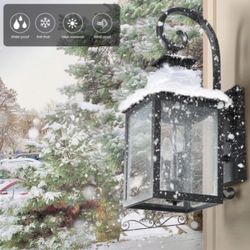 #13—-Outdoor Wall Light Fixture 23" H Large Exterior Wall Lights Waterproof Black Aluminium, Wall Lamps with Glass Clear Seeded Shade