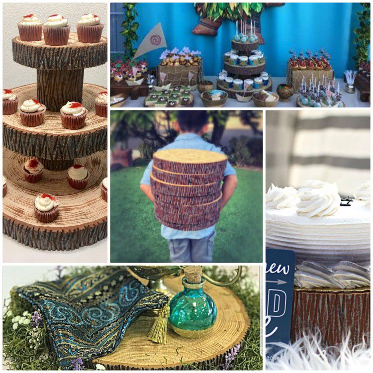 Rustic Wedding Decor Boho Centerpieces, Tree Slices Wood Rounds, Cake Base Cupcake Holder Stand 