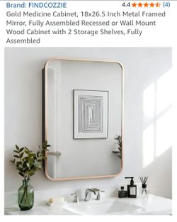 FINDCOZZIE Gold Medicine Cabinet Mirror 18x26.5