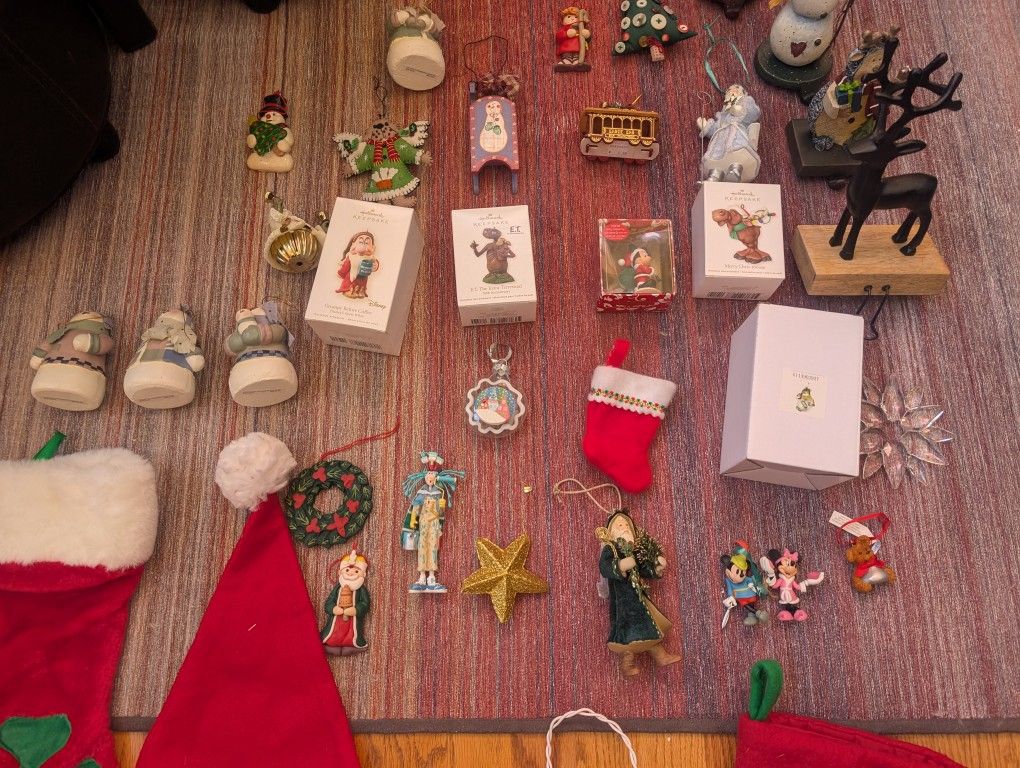 Bin Of Holiday/Christmas Ornaments And Decorations