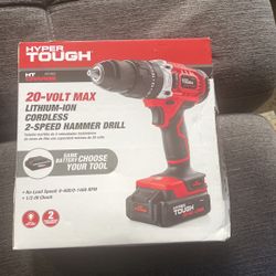 Hyper Tough 20 Volt Max Cordless 2 Speed Hammer Drill 