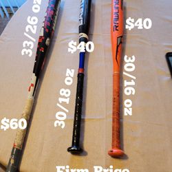 One SOFTBALL BAT AND TWO BASEBALL BAT  FIRM PRICE & SIZES ON THE PICTURES