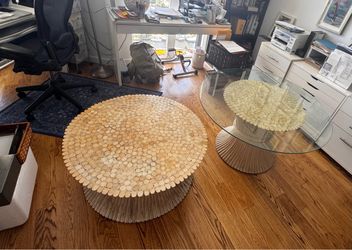 Two bamboo tables