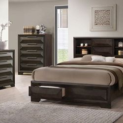 Brand New Espresso 4pc Queen Bedroom Set (Available In Eastern King)