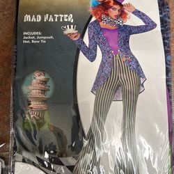 Adult- Mad Hatter Costume- Size Medium 8-10