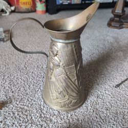 Vintage Lombard Made in England 13" Pressed Brass Water Pitcher
