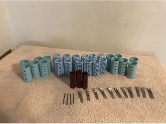 Vintage Hair Curlers Rollers Plastic Self Grip & Barrel Style With Clips