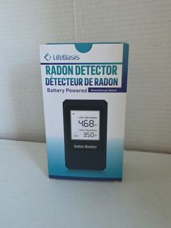 LifeBasis Radon Detector, Radon Test for Home with Long and Short Term Radon Meter, Home Radon Gas Monitor US Version-pCi/L (Update Version, Matte Bla