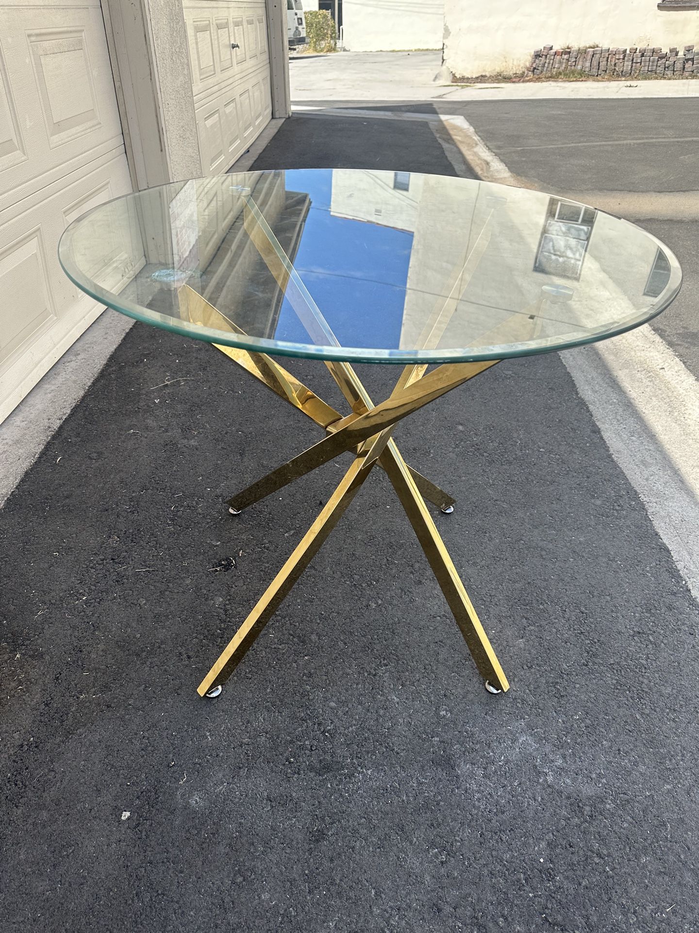 Glass Top Dining Table With Gold base