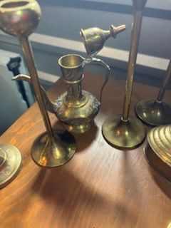 Vintage brass candle holder and more