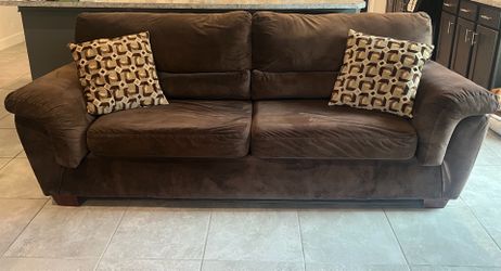 Brown suede couch