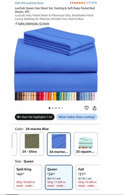 LuxClub Queen Size Sheet Set Marine Blue 4PC