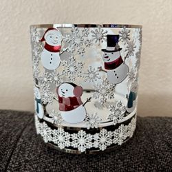 Playing Snowmen 3-Wick Candle Holder
