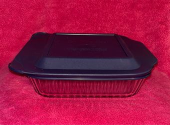 PYREX Scallop Ribbed 2qt Clear Glass Casserole Dish 222-S with Blue Lid 222-PC Like NEW!