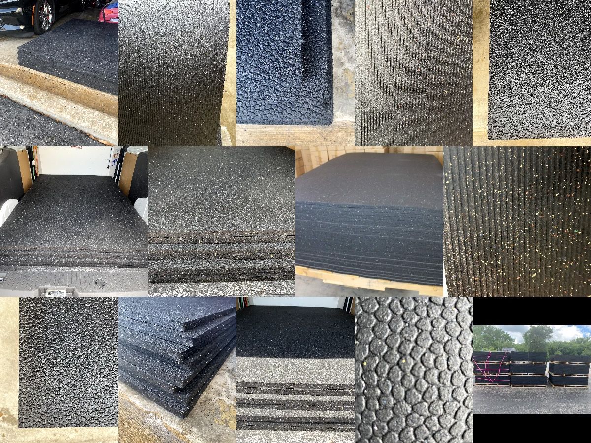 NEW DESIGNS GYM WORKOUT MAT - 6’ x 4’ x 3/4 INCH THICK SOLID RUBBER MAT