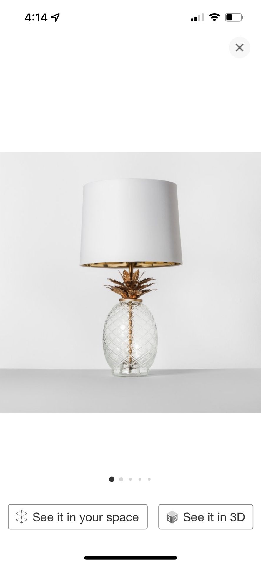 Target Opalhouse Pineapple Lamp Glass Brass set Of 2