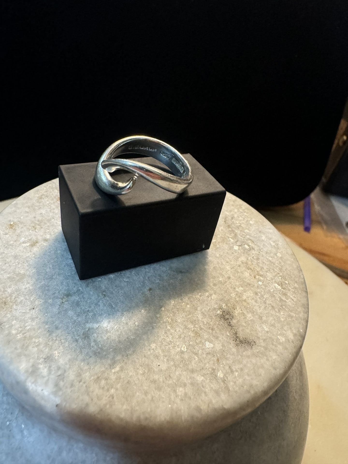 Rare Sterling Silver Ring with Looping Design - S. Borup