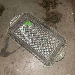 Vintage Crystal Glass Snack Appetizer Dessert Food Platter Tray