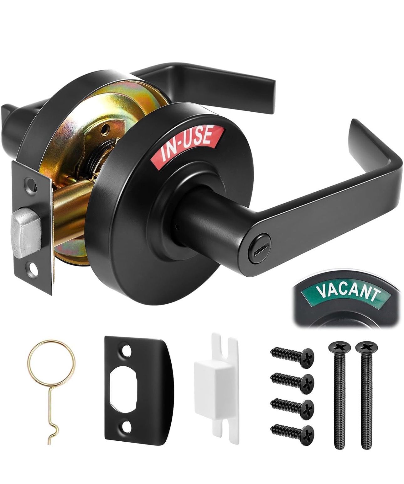 Tandefio Vacant Occupied Bathroom Lock, Commercial Door Handle with in-use or Vacancy Occupied Deadbolt, Privacy Indicator Restroom Handle Lock for Re