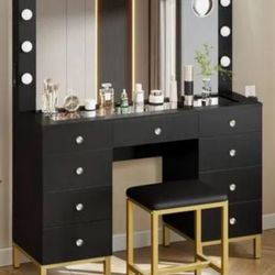 Black Vanity With Stool 