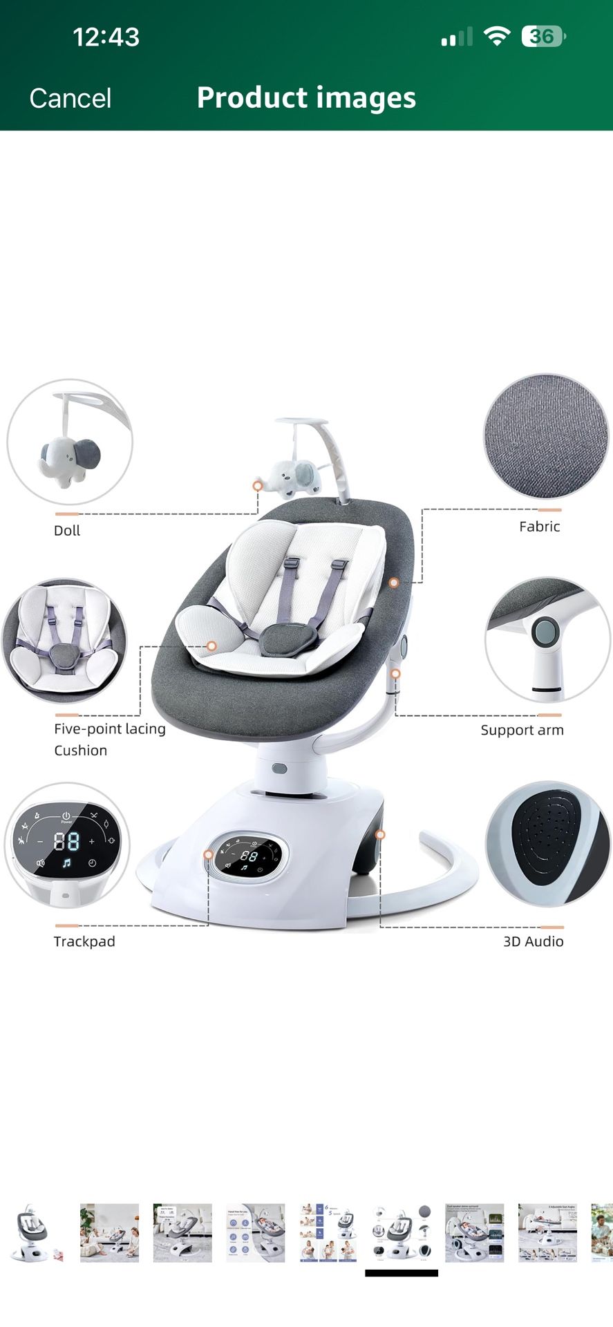 Va VaSoo Electric Baby Swing Newborn for Infants with 5 Speeds, Multi Motion 3D Baby Rocker for Girl Boy Swing...