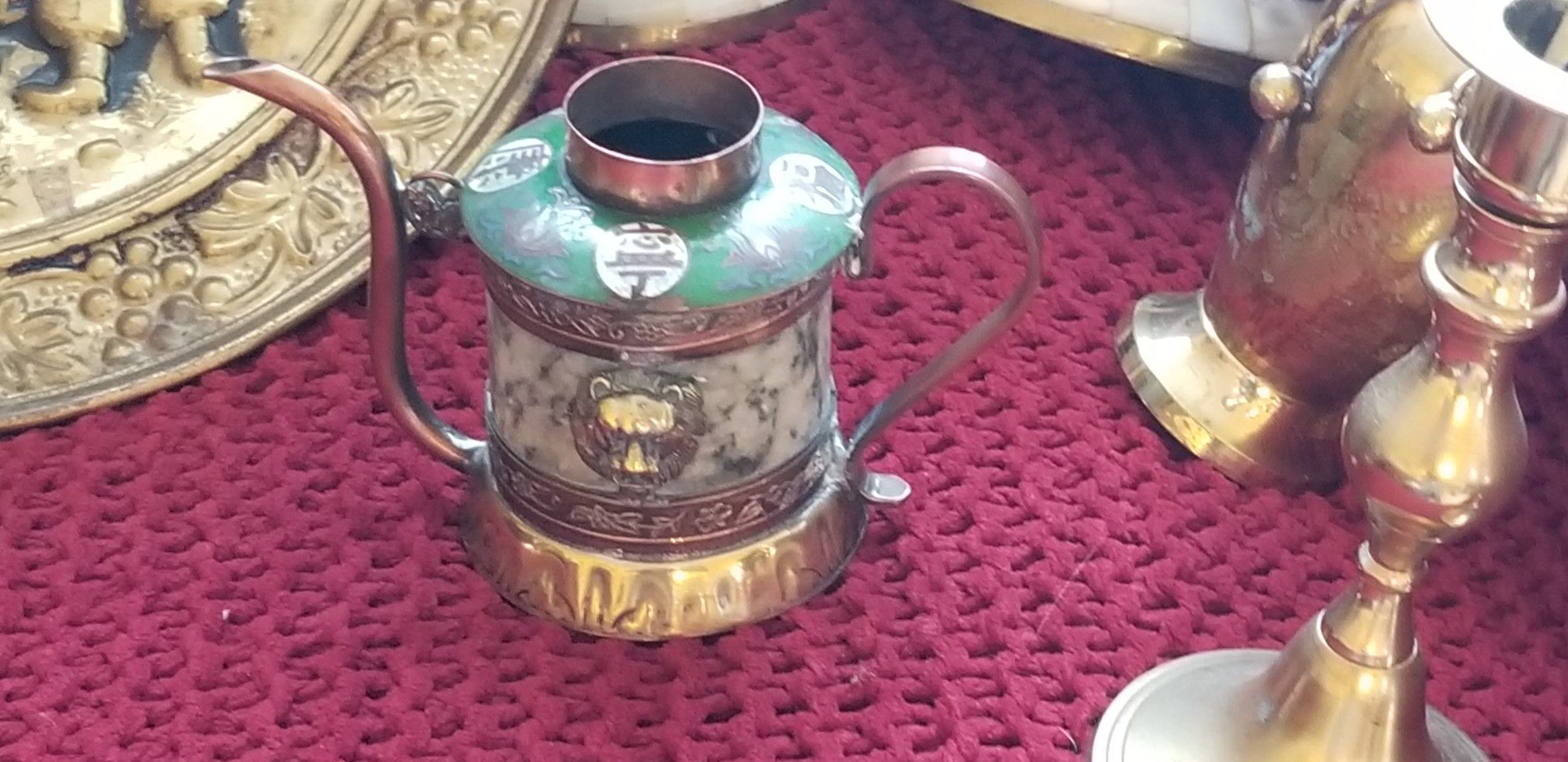 Old Chinese jade,metal kettle