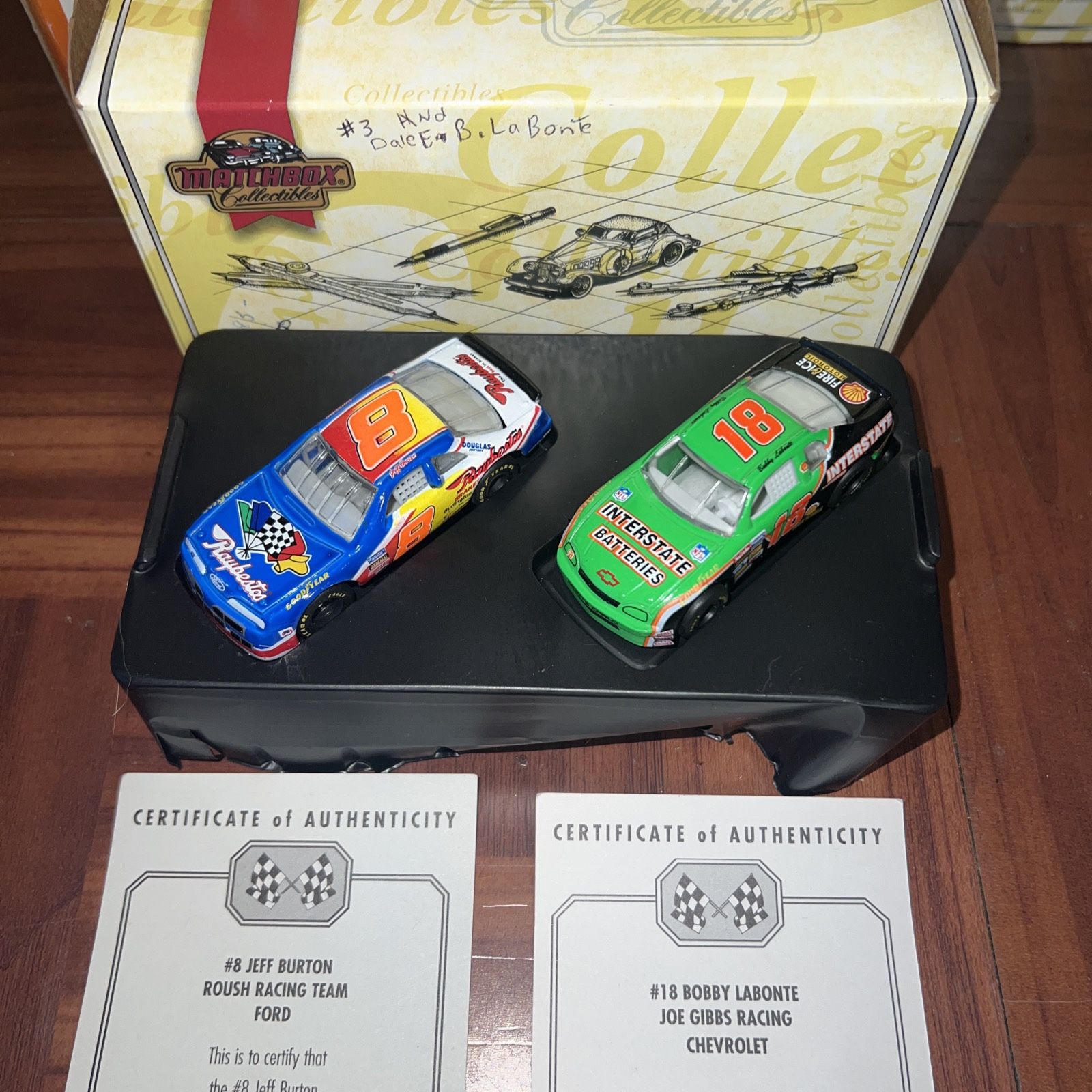Matchbox Victory Lane NASCAR 1:64 Die Cast Cars #8 Burton & #18 LaBonte