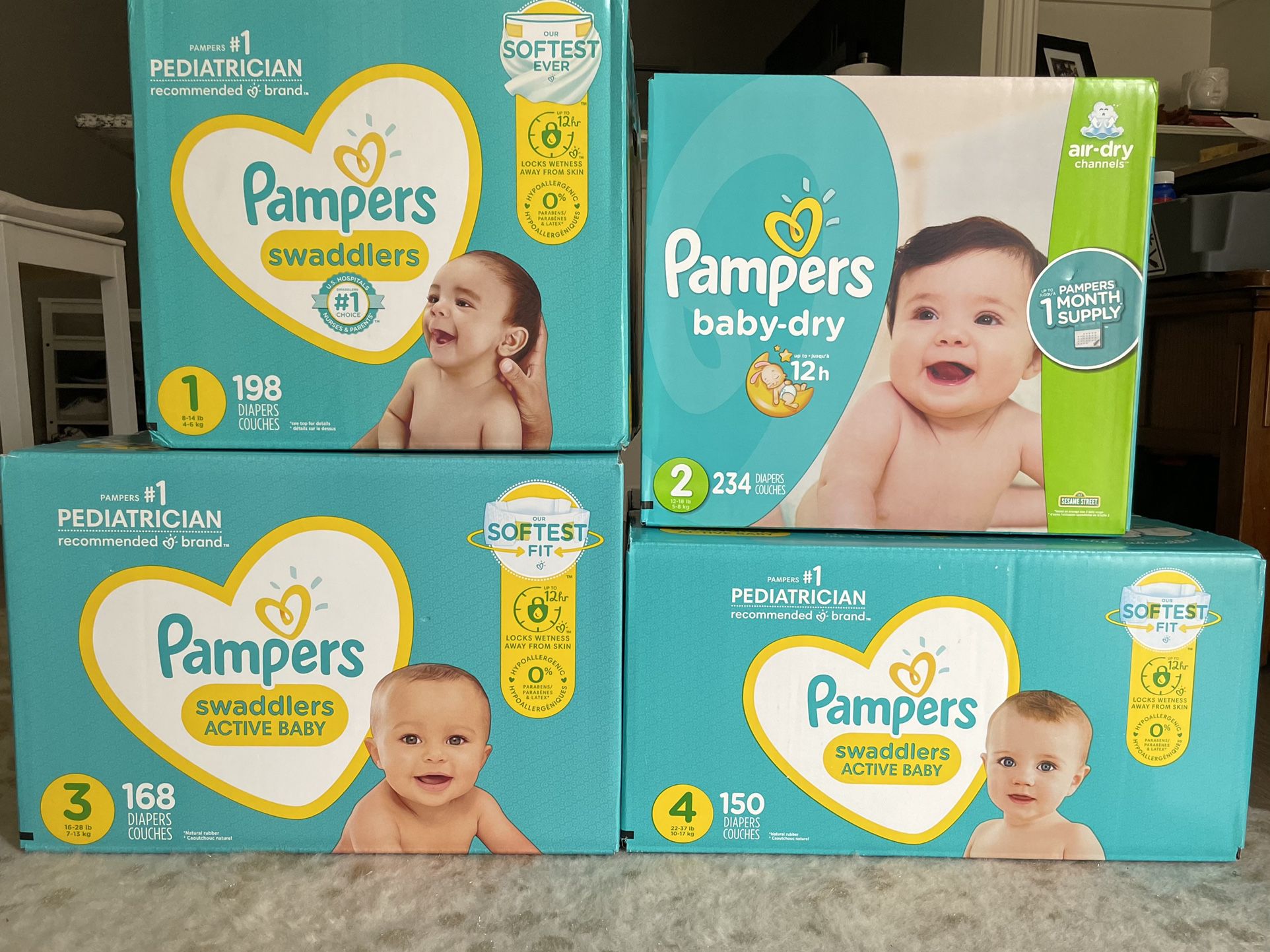 PAMPERS SWADDLERS (SIZE 1-4)