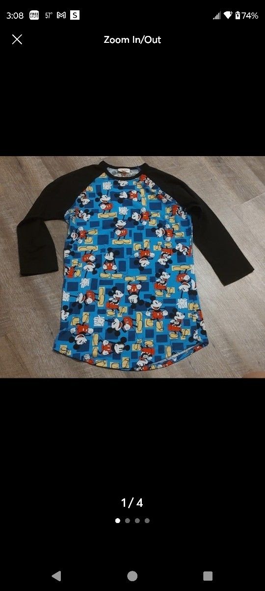 Size XXS LulaRoe Disney Mickey Mouse top