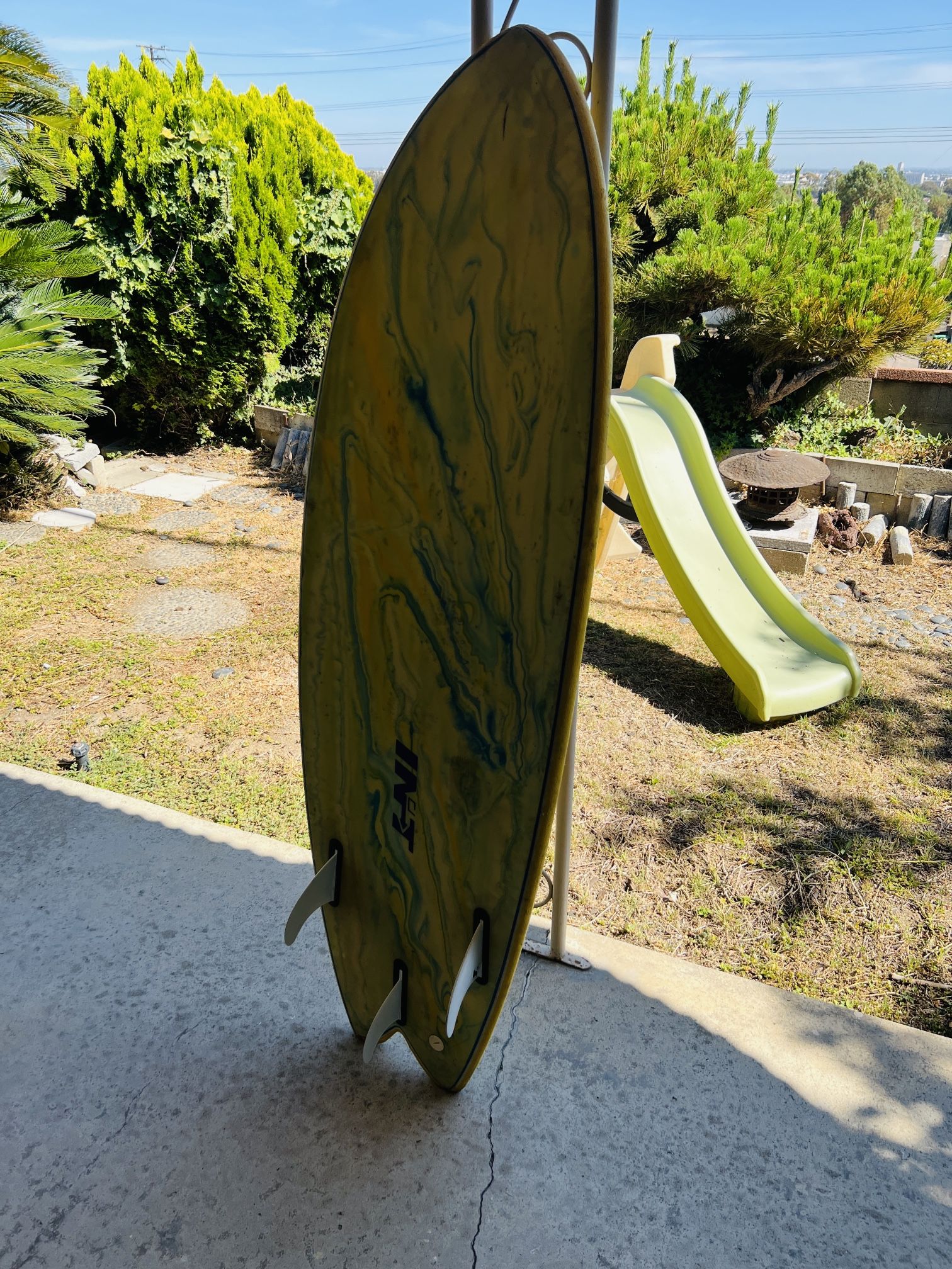 5’10” INT Foam Surfboard Fish Fiberglass Bottom