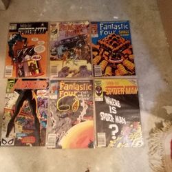 Lot Of 6 80s Marvel Comics FF,Spiderman