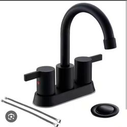 Brand New - 4" 2 Handle Bathroom Sink Faucet Matte Black