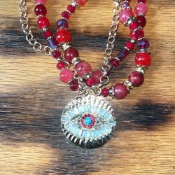 Red Necklace With Evil Eye 