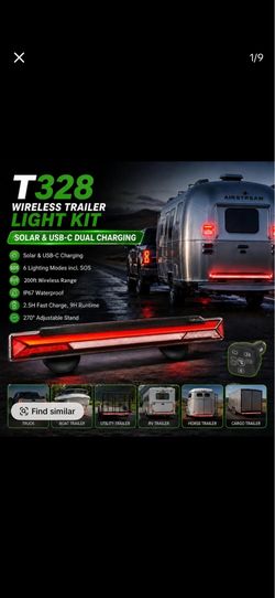T328 Wireless Trailer Light Bar with Solar & USB-C Charging