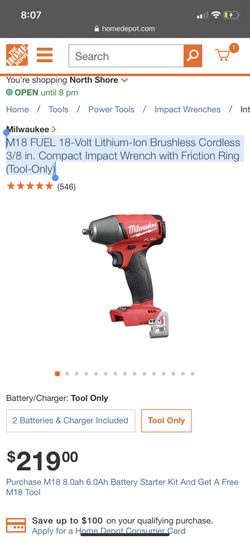 M18 FUEL 18-Volt Lithium-Ion Brushless Cordless 3/8 in. Compact Impact Wrench with Friction Ring (Tool-Only)