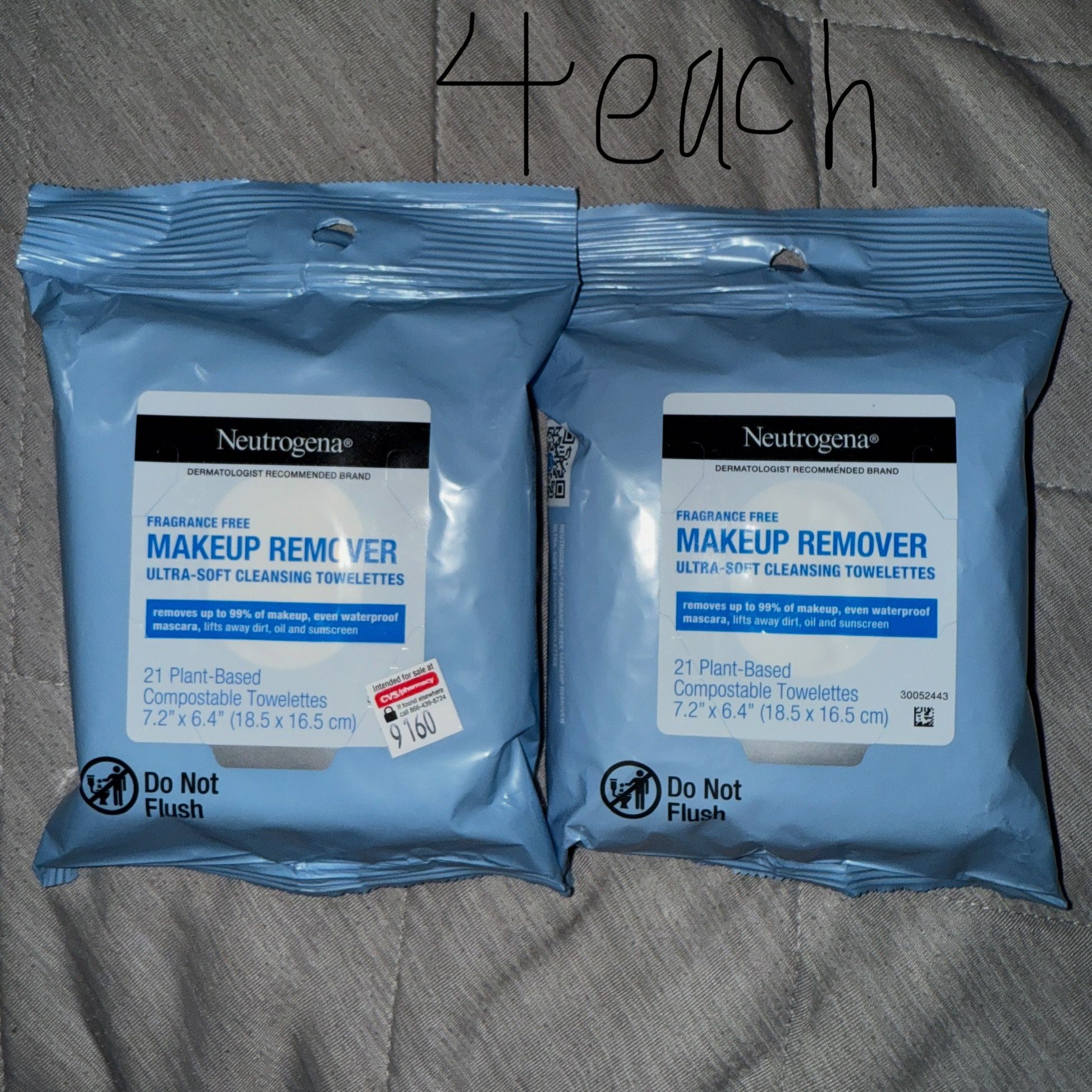 neutrogena makeup removal wipes $4 each