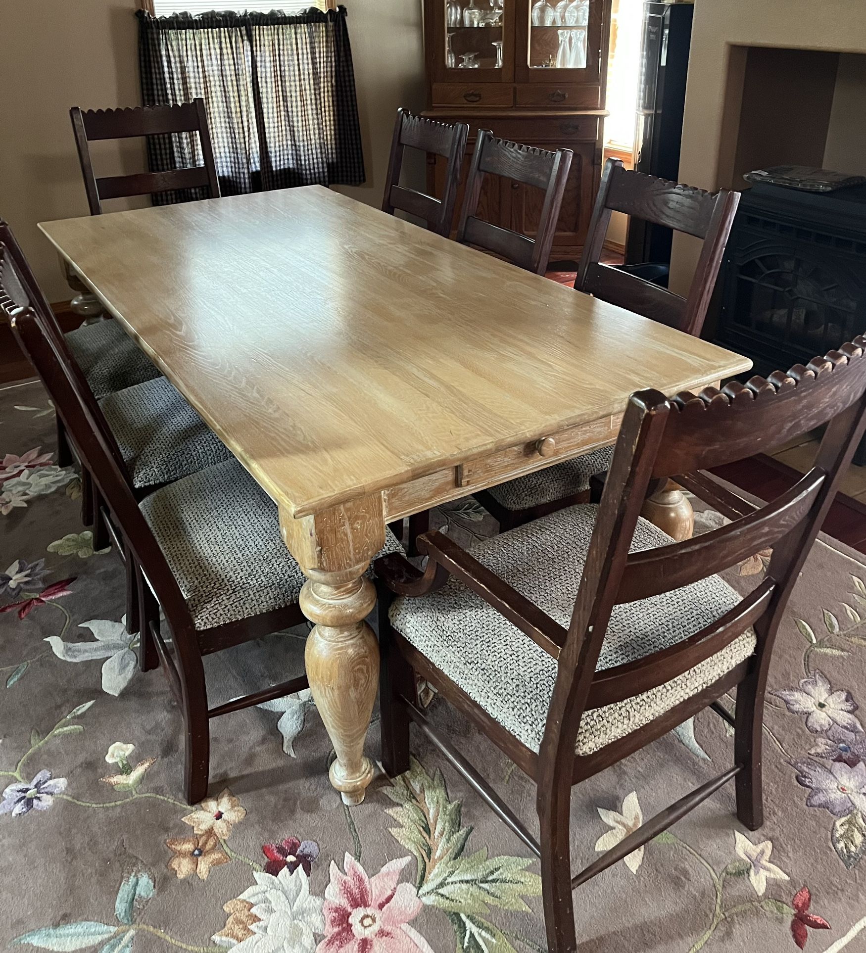 dining room table and eight chairs