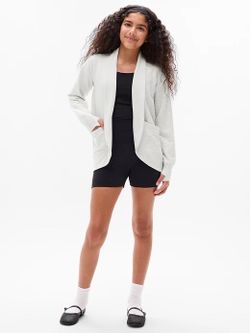 Athleta Girl Wrap 'n Roll Cardigan kids size L 12 light Heather gray color