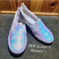 NEW Cat & Jack Colorful Mermaid slip on Junior 5/ Women 7