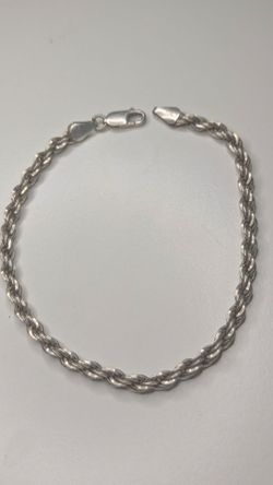 Sterling Silver Rope Chain Bracelet Italy 925