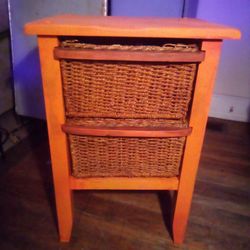 SWEETEST WOOD$WICKER SIDE TABLE!!!