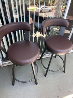 Bar Stools | Set of 2 Leather Bar Stools